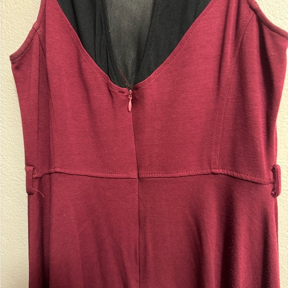 DOUBLE ZERO | Women’s BURGUNDY Mini Dress with Black Mesh | Size Small - Picture 6 of 10